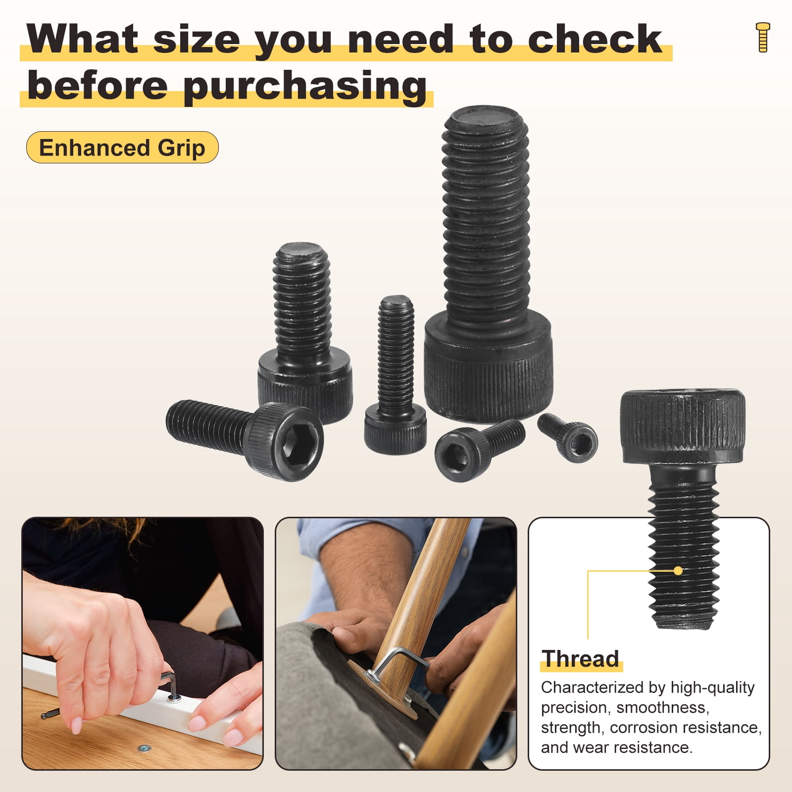 Hex Socket Head Screws Kit (M6x8/10/12/16/20/25mm) 80Pcs, Bolts and Nuts Assortment Kit