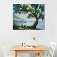 thumbnail image 2 of PIKWEEK  Trees Canvas Wall Art Lake Sky Painting Nature Landscape Picture Countryside Lakeside Scenic Green Scenery Artwork Framed for Living Room Bedroom Bathroom 16*12inch/20*16inch, 2 of 6