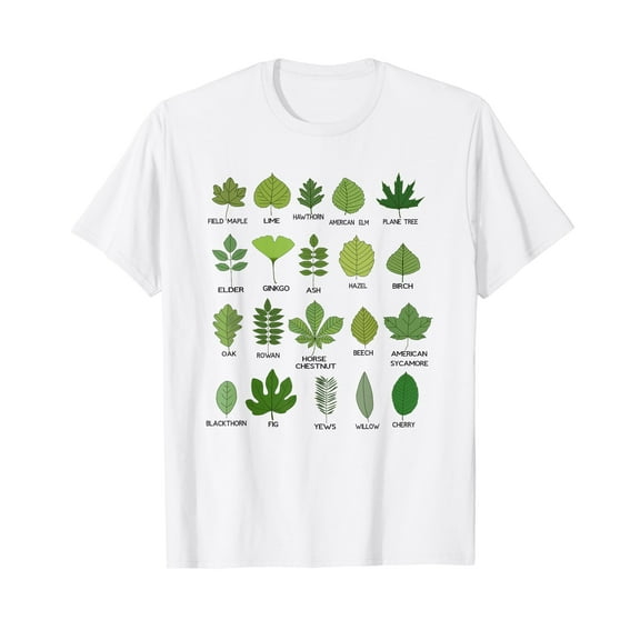 Different Types of Tree Leaves, Common Leaves, Nature Lovers White T-Shirt