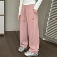 thumbnail image 2 of eczipvz Girls Stretch Uniform Pants Girl'S Pants Wide Leg Pants Teen Loose Trousers Elastic High Waist Casual Travel Vacation Pink,7-9 Years, 2 of 9