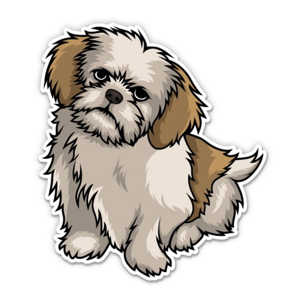 Shih Tzu Cutie Puppy Dog - 3" Vinyl Sticker - For Car Laptop Water Bottle Phone - Waterproof Decal