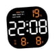 thumbnail image 2 of Reloj de pared digital con pantalla y brillo ajustable, con fecha, temperatura y LED. Pantalla naranja, 2 of 9