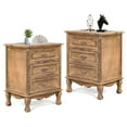 thumbnail image 1 of Gymax 2PCS 3 Tiroirs Table de Chevet Rangement Table de Chevet Côté Bois, 1 of 10