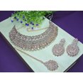 thumbnail image 2 of Parshwa Creations Rose Gold Plated Rhinestone Necklace and Earrings Set for Women| Elegant Teardrop Design Jewelry Set for Party, Wedding, Engagement, Festive & Special Occasions, 2 of 3