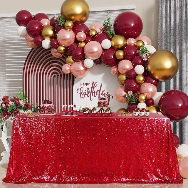 Mantel B-COOL con lentejuelas brillantes rojas 229 x 229 cm