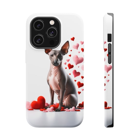 DistinctInk Tough Case for Apple iPhone 15 Pro MAX (6.7" Screen), Compatible with MagSafe Charging - Valentine's Day American Hairles Terrier