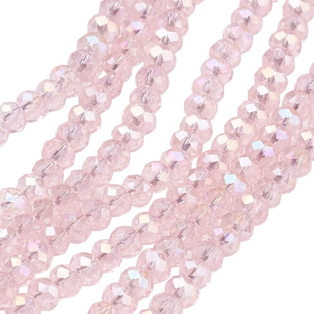 10 hebras de cuentas de vidrio electrochapado de 3 x 2 mm, facetadas, chapadas en color AB, para joyería, manualidades, aproximadamente 200 unidades por hebra.
