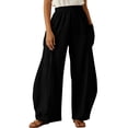 thumbnail image 2 of IYYVV Womens Balloon Pants Wide Leg Barrel Pants Baggy Trousers Elastic Waist Casual Lounge Travel Pants with Pockets Black S, 2 of 6
