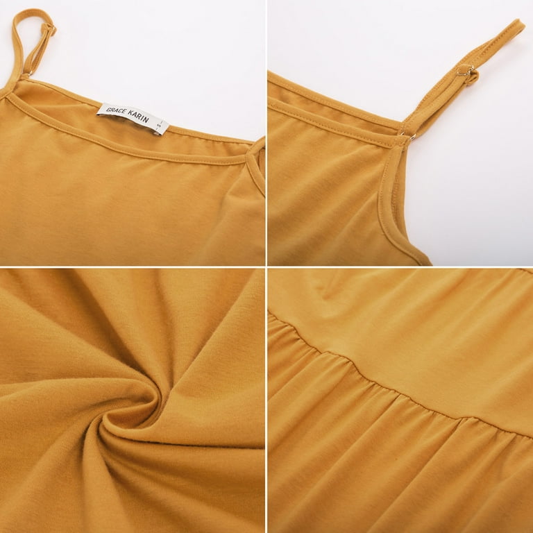 Grace Karin Women long Maxi Dress Casual Spaghetti Strap Tiered Summer Beach Sundress Walmart