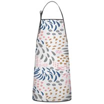 Multicolor Abstract Floral and Leaf Pattern Apron-Garden Aprons for Women with Pockets-Cotton Linen Waterproof Kitchen Cooking Gardening Aprons Adjustable for Kitchen,Cooking,BBQ and Salon 33x27 Inch