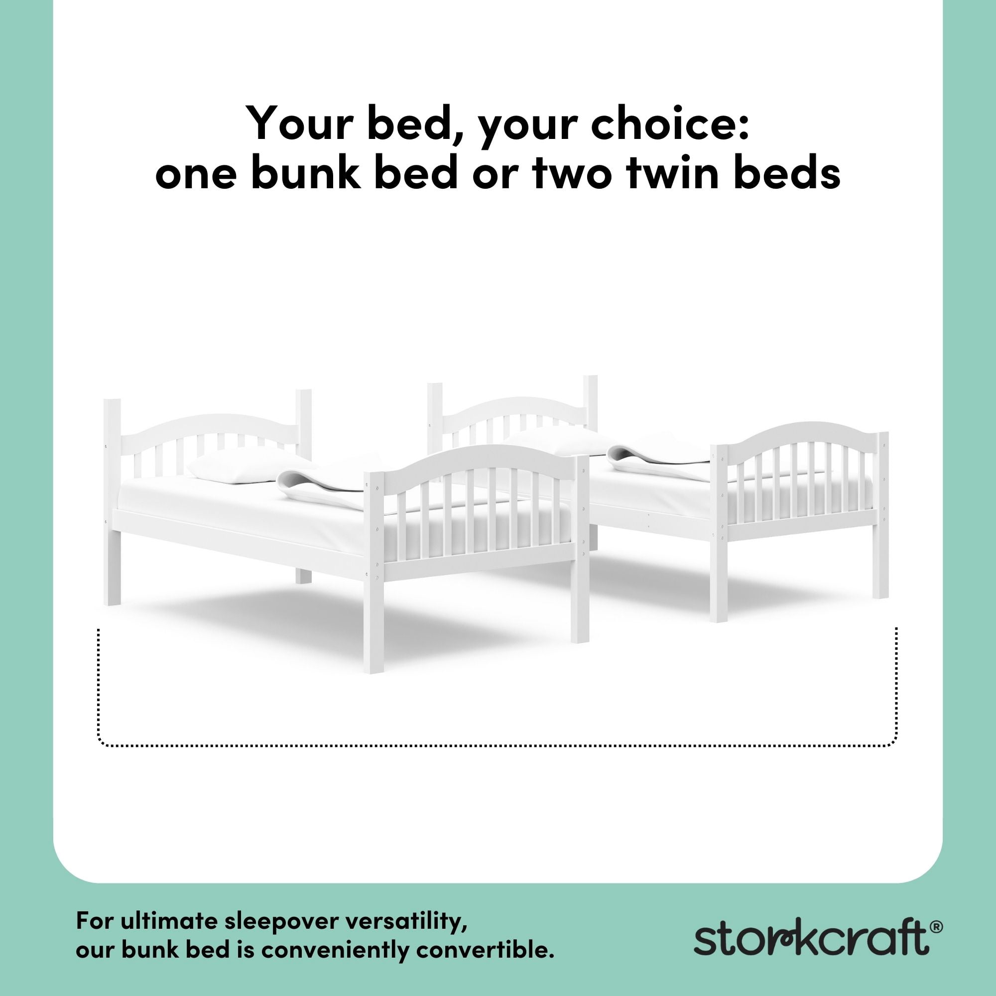 Storkcraft Long Horn Twin over Twin Bunk Bed, White