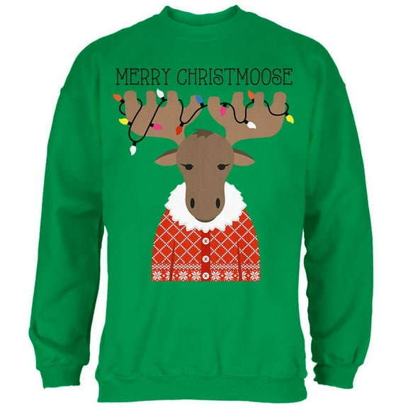 Christmas Merry ChristMoose Moose Mens Sweatshirt Irish Green X-LG
