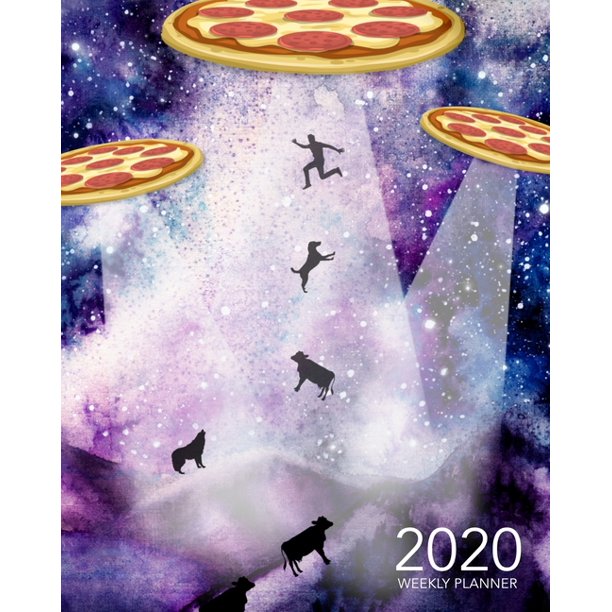 Planner Pepperoni Pizza Ufo Purple Galaxy 12 Month January To December Weekly Monthly One