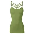 thumbnail image 2 of URBAN DAIZY Women's Seamless Triple Criss Cross Front Cami Top Lattice Strappy Tank Spaghetti Strap Camisole Undershirt A33_6660 Sage L/XL, 2 of 7