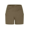thumbnail image 6 of QATAINLAV Workout Gym Yoga Shorts for Women V Cross Waist Biker Shorts High Waisted Athletic Leggings with Pockets Brown M, 6 of 9