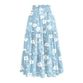 thumbnail image 4 of Women’s Floral Print Tiered Maxi Skirt with Elastic Waist and Drawstring Pockets Lightweight Flowing Design for Everyday Wear Light Blue L, 4 of 5