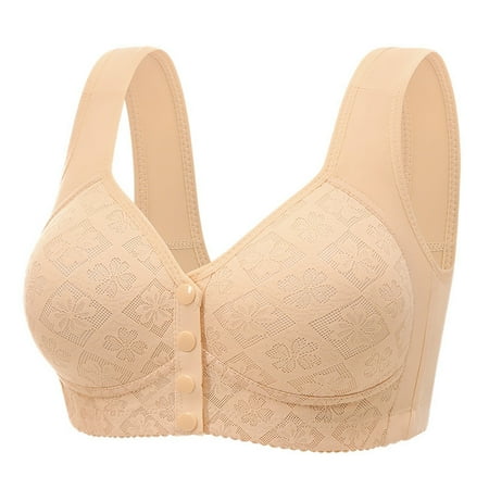 FYDUU Minimizer Bras for Women Fixed Cup Open Front Bra Women s Thin Plus Size No Underwire Push Up Fixed Cup Tank Top Bra Full Coverage Bralette