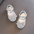 thumbnail image 4 of PEASKJP Toddler Mary Janes Girl's Bow Mary Jane Dress Shoes Ballet Princess Flats with Rhinestone Strap for Party Wedding School, Toddler/Little Kid/Big Kid,Silver 12.5, 4 of 5
