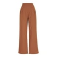 thumbnail image 4 of Rciityk Wide Leg Pants for Women Casual Flowy Straight Pants Solid Color High Waist Drawstring Lounges Trousers with Pockets Brown M, 4 of 7