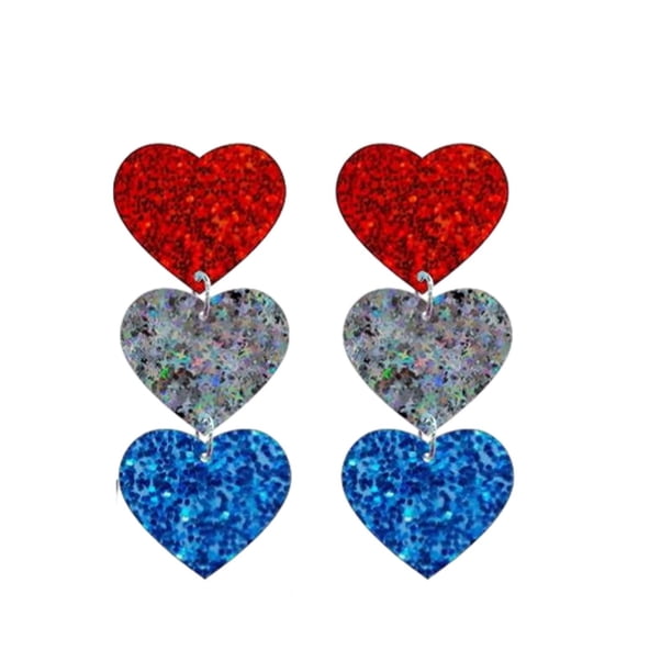 Pendientes de Cuelga para Mujeres Bandera Patriótica Pendientes de Mujer Rojo, Blanco, Azul 4 de Julio Pendientes de Mujer Peligrosos 4 de Julio Pendientes