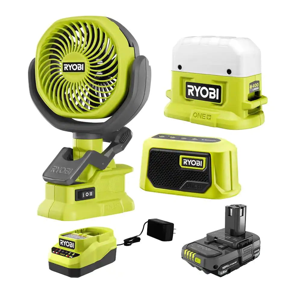 Ryobi 18-Volt ONE+ Camper's Kit Light, Fan, Battery, Charger Walmart.com