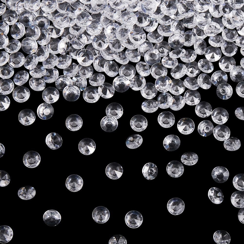1 Set 1000Pcs Clear Ice Rocks Bulk Acrylic Vase Filler Beads 8mm Faceted Plastic Faux Diamonds Gem Stones Crystal Jewels for Vases Fillers Table Scatter Confetti Wedding Party Decoration Art Crafts