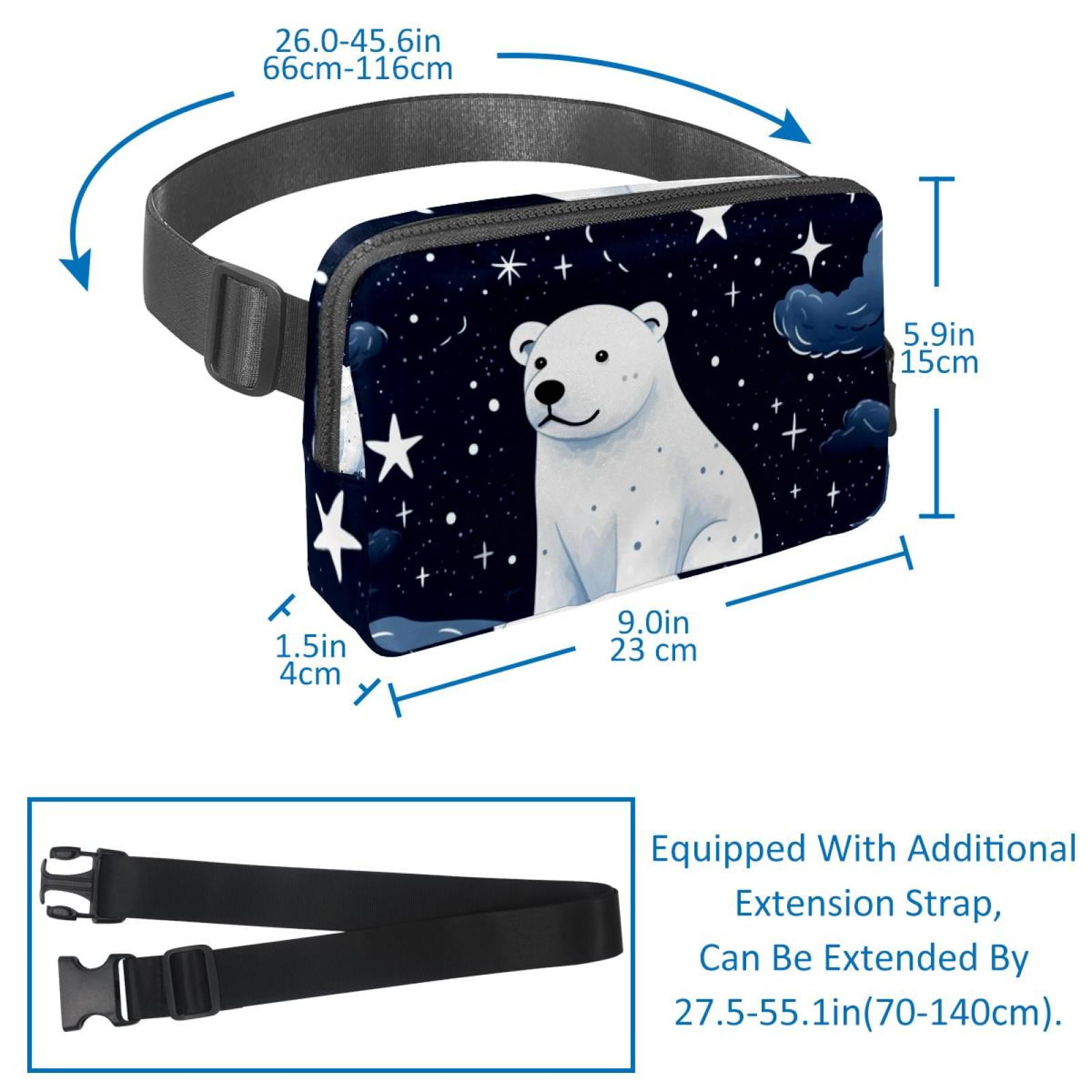 Starry sky polar bear Lightweight Adjustable Fanny Pack with Extension Strap - Unisex Waist Packs Crossbody Bag