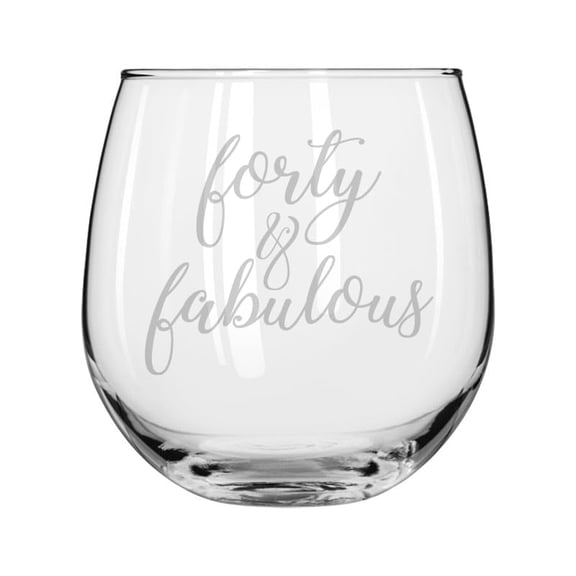 Wine Glass for Red or White Wine Gift Forty & Fabulous 40th Birthday (16 oz Stemless)