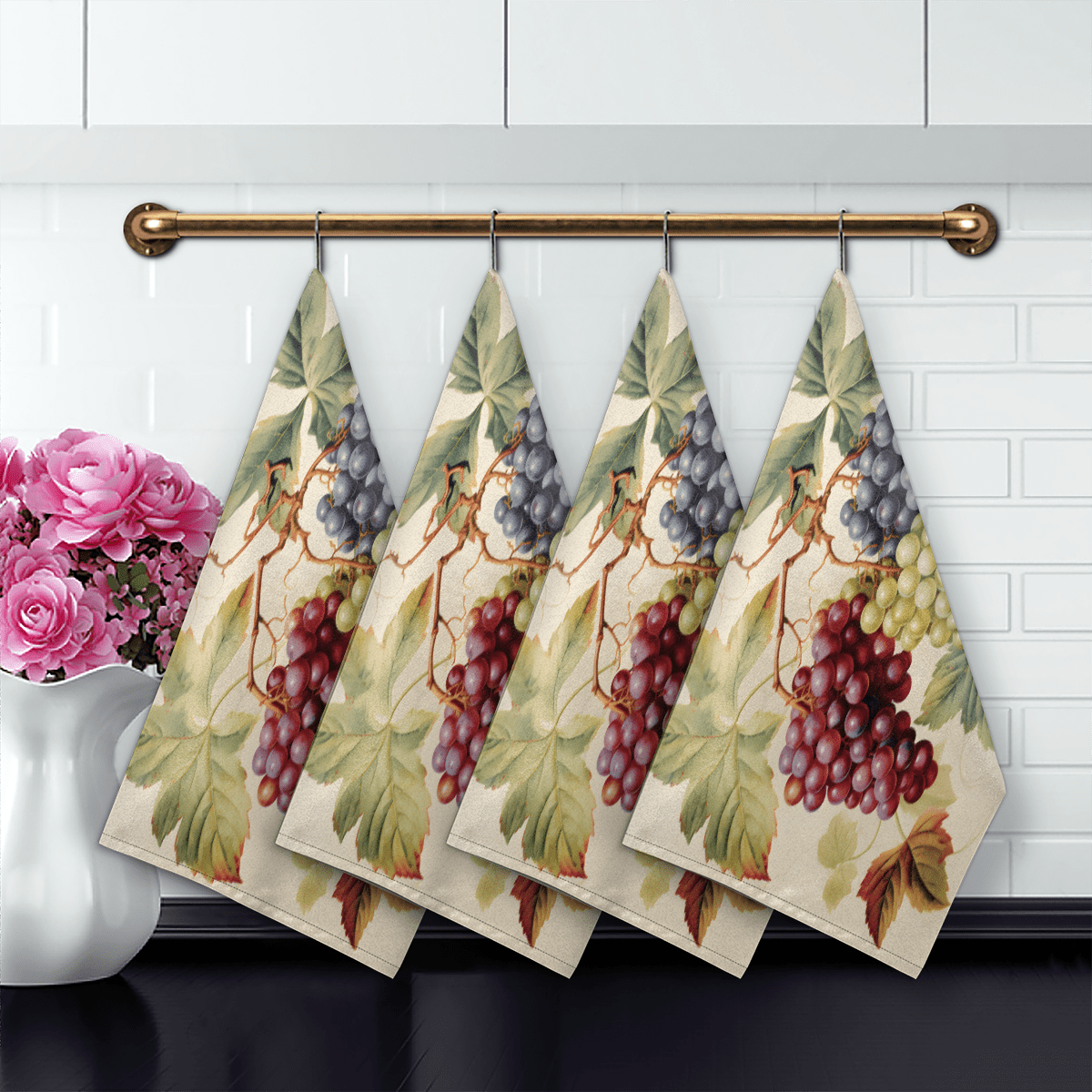 Qzaxky Colorful Grapes 2 Pack Kitchen Towels Soft and Super Absorbent Dish Towels Kitchen Tea Towels Hand Towels