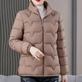 thumbnail image 6 of Hueook Winter Jackets for Women Womens Trench Coat Women's Fashion Short Puffy Zip-Up Jacket with Stand Collar and Pockets Coffee L, 6 of 6