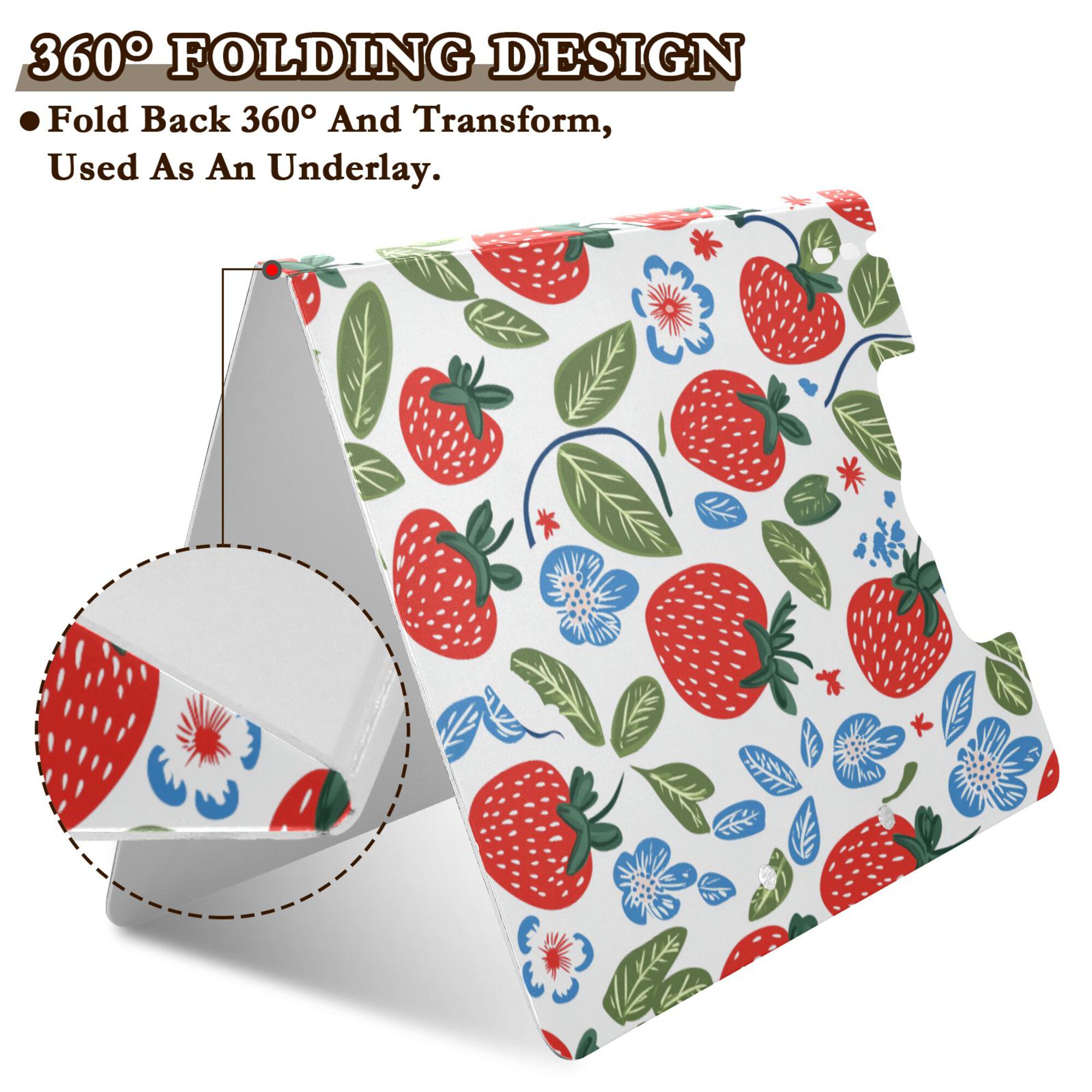 FORMRS A4 Clipboard Folder with Pen Holder Horizontal Foldable School Office Binder, Vibrant Strawberries