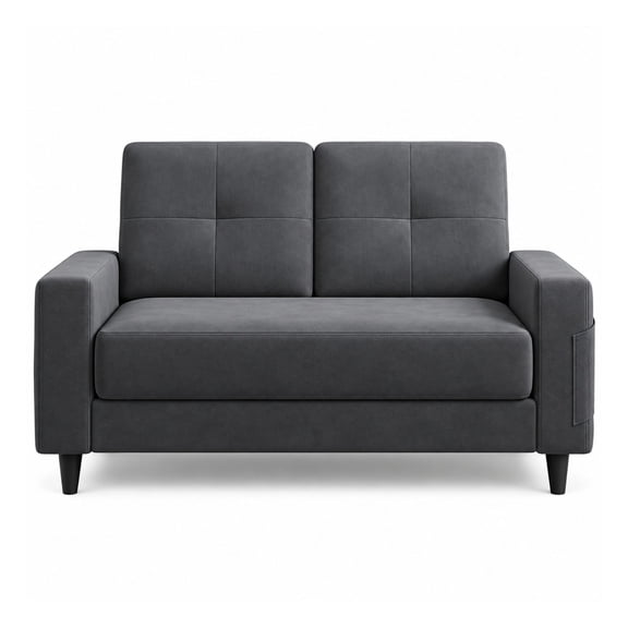 53-Inch Loveseat Sofa 2-Seater Mini Couch for Small Spaces - Dark Grey Comfortable Modern Love Seat for Bedroom Apartment Office Living Room