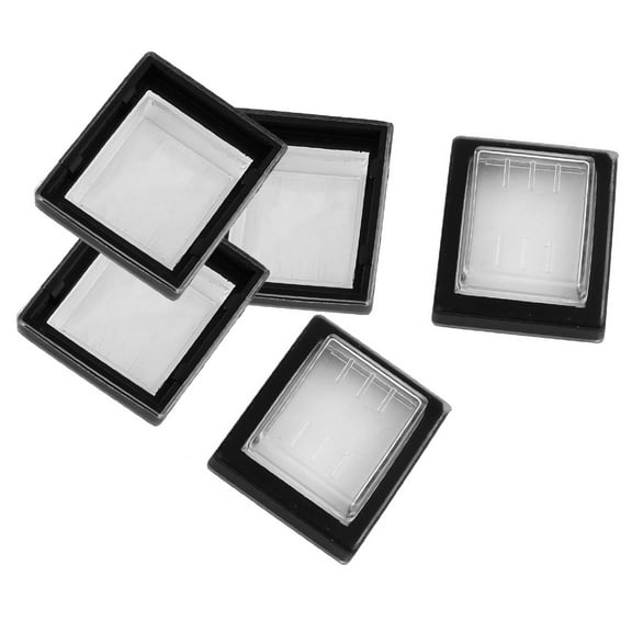 5 Pcs Clear Black Silicone Waterproof Rocker Switch Protect Cover Rectangle Cap