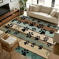 thumbnail image 3 of Dog Paws Printed Area Rugs 8x10 for Living Room, Vintage Teal Brown Wooden Farmhouse Non Slip Washable Rug Runner, Low Pile Indoor Floor Carpet Mat Bathroom Rugs for Bedroom, Kids Room, 3 of 9