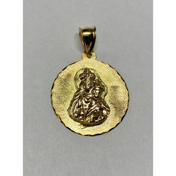 14 Karat Yellow Gold Our Lady of Mt. Carmel "Virgen del Carmen" 21mm (Nickel Size) Medal