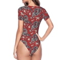 thumbnail image 4 of Daiia Dragons2 print Women's Crew Neck Short Sleeve Bodysuit Fashion Tops Fit Casual Basic Extender Bodysuit-X-Large, 4 of 9
