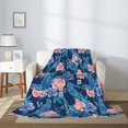 thumbnail image 2 of Throw Blanket for Couch Sofa and Bed, Classic Blue Cute Parrot Flower Super Soft Plush Throw Blanket, Fuzzy Cuteness Comfy Warm Washable Flannel Blanket & Throws for All Season 80"x60", 2 of 5
