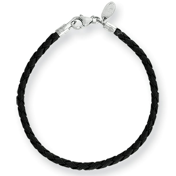S M Diamonds - 3mm Black Leather Cord & Sterling Silver Starter Bead ...