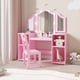 thumbnail image 1 of Rosa 2-in-1 de madera para niños pequeños vanity set con mirror, stool, tri-folding mirror y cajón - removable top para little girls' princess pretend play beauty makeup, 1 of 6