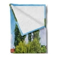 thumbnail image 2 of Landscape Soft Flannel Fleece Blanket, Scenic Summer German Traditional Medieval Half-Timbered Bridge River Town, Cozy Plush for Indoor and Outdoor Use, 50" x 60", Orange Blue Green, by Ambesonne, 2 of 5