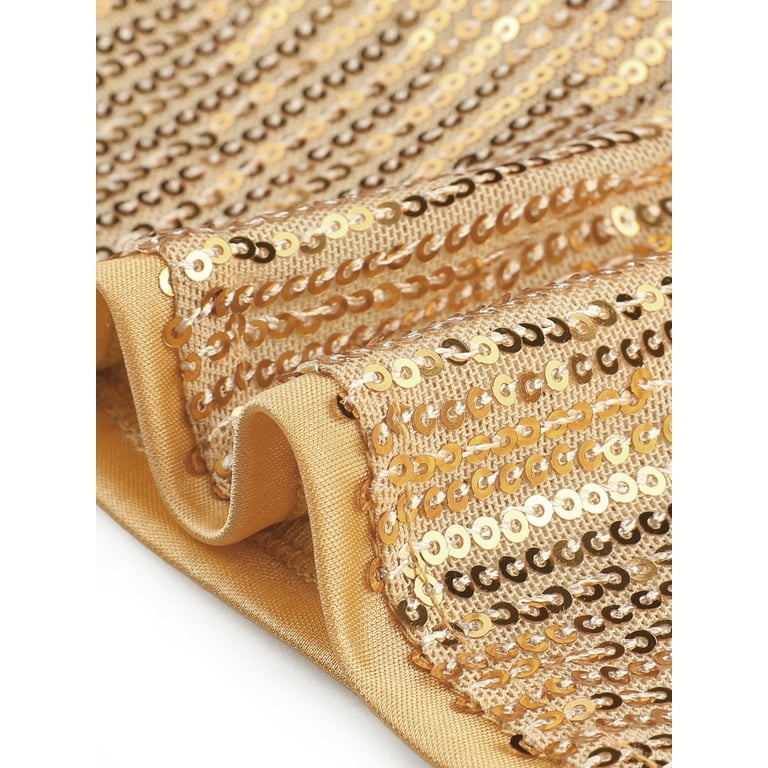 Unique Bargains Women s Plus Size Sequin Top Sparkly One Shoulder Party Tops 1X Gold Walmart