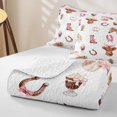 thumbnail image 4 of Manfei Animal Highland Cow Quilt King 3 Pieces,Western Cowgirl King Coverlet Set,Khaki Pink White,1 Bedspread and 2 Pillowcases, 4 of 7