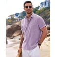 thumbnail image 2 of Camisa de lino de manga corta para hombre COOFANDY, color lavanda, 2 of 5