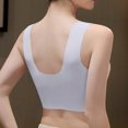 thumbnail image 4 of Gymayou Women Wireless Pullover Vest Lace Bra V-Neck Seamless Sleep Bralette Wide Comfort Strap Beauty Back Breathable Lingerie Light Blue M, 4 of 9