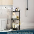 thumbnail image 6 of LEFEE 3 Tier Corner Shower Caddy Stand - Shower Organizer with Soap Holder, Standing Tall Floor Shower Stand with Adjustable Feet & 4 Hooks, Shower Shelf Rack Storage for Bathroom Black, 6 of 7