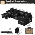 thumbnail image 2 of Wiilayok 130" Oversized U Shaped Chenille Sectional Sofa with Pet House Console, Deep Seat Couch with High Back, Wide Armrests, High Resilience Foam, Storage, Cup Holders for Living Room, Black, 2 of 9