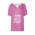 thumbnail image 4 of Fiudx Ofertas Flash Del Día Blusa de Manga Corta con Estampado de Moda para Mujer, Camiseta con Cuello En V, Tops Informales con Botones, 4 of 4