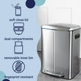 thumbnail image 3 of happimess Marco Rectangular 10.6-Gallon Double Bucket Trash Can with Soft-Close Lid, Platinum Silver, HPM1005A, 3 of 10