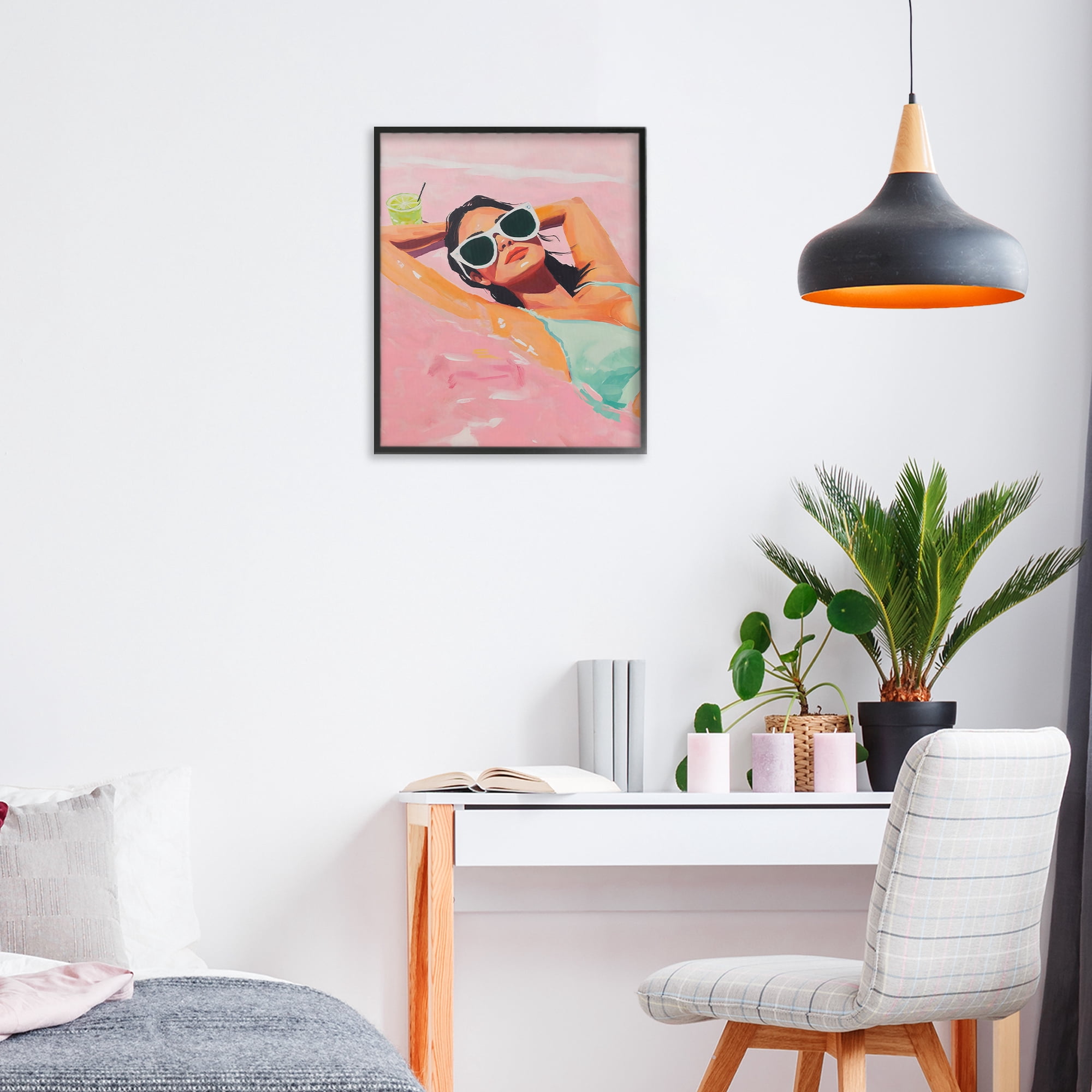 Stupell Industries Trendy Summer Girl Black Framed Giclee Art, design by The Prints Vibe