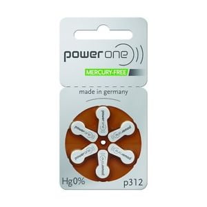 Power One Size P312 Hearing Aid Battery No Mercury